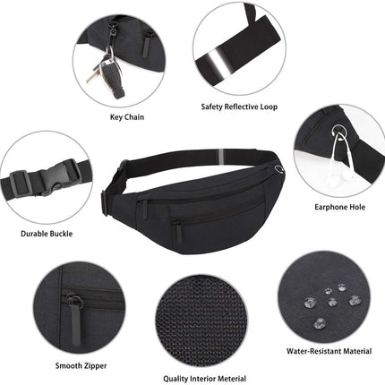 Fanny pack - Sports fanny pack - Running belt - Large fanny pack - Men's and women's - Fanny pack - Pouch - LIGHTWEIGHT RUNNING - For travel/on the go - Dark gray.