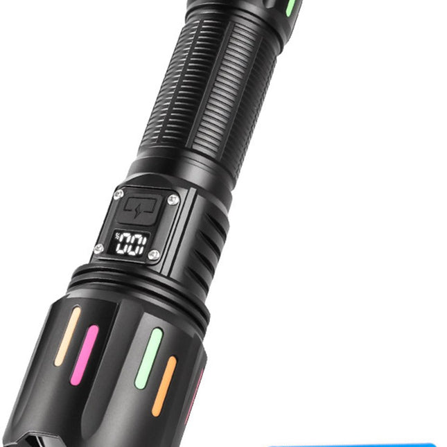 High power white laser LED flashlight, waterproof, rechargeable, Type-C, zoom function - including 18650 battery..