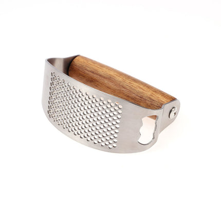 Garlic Press - Stainless Steel Cup - Dishwasher Safe - Garlic Press with High-Quality Wooden Handle - Ergonomic Handle for Garlic Press - Garlic Chopper - 10 x 5.1 cm - Large and Thick.