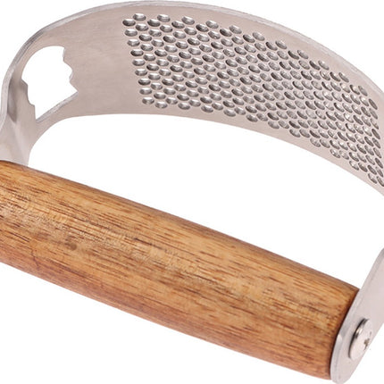 Garlic Press - Stainless Steel Cup - Dishwasher Safe - Garlic Press with High-Quality Wooden Handle - Ergonomic Handle for Garlic Press - Garlic Chopper - 10 x 5.1 cm - Large and Thick.