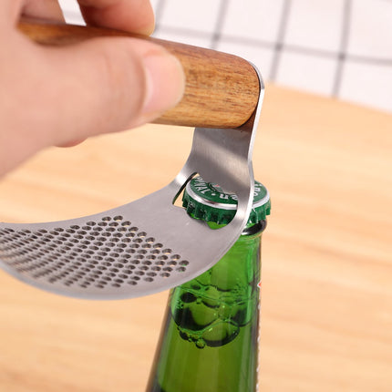 Garlic Press - Stainless Steel Cup - Dishwasher Safe - Garlic Press with High-Quality Wooden Handle - Ergonomic Handle for Garlic Press - Garlic Chopper - 10 x 5.1 cm - Large and Thick.
