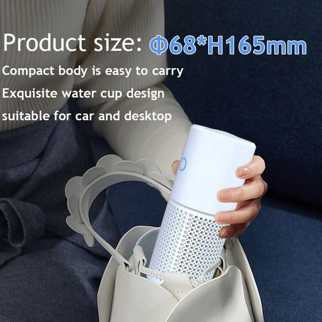 Air purifier - Mini portable air purifier - Car air filter - Ionizer - Works against dust mites and hay fever - Air filter - Wit.