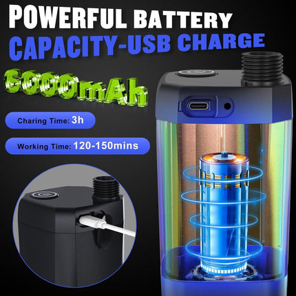 Portable Camping Shower - 6000mAh Rechargeable Shower Pump - With Smart LED Display - 4 Spray Modes - IPX7 Waterproof Outdoor Shower - For Hiking, Travel, Car, Pets - Black.