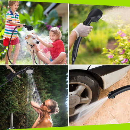 Portable Camping Shower - 6000mAh Rechargeable Shower Pump - With Smart LED Display - 4 Spray Modes - IPX7 Waterproof Outdoor Shower - For Hiking, Travel, Car, Pets - Gray.