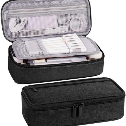 Pencil case - Highlighter case - Canvas pencil case 23x11x6.5 cm with zipper - Pencil case for boys and girls - School supplies - Black.