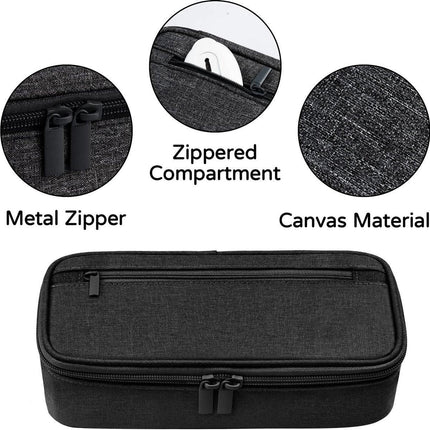 Pencil case - Highlighter case - Canvas pencil case 23x11x6.5 cm with zipper - Pencil case for boys and girls - School supplies - Black.