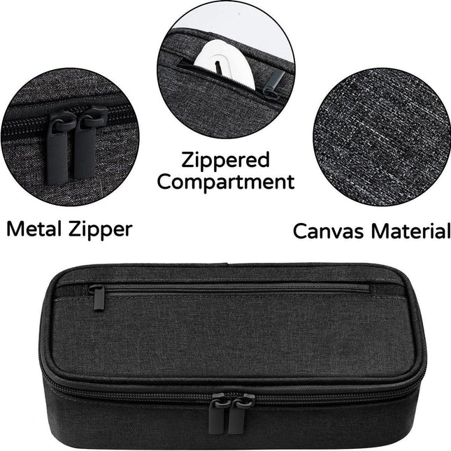 Pencil case - Highlighter case - Canvas pencil case 23x11x6.5 cm with zipper - Pencil case for boys and girls - School supplies - Black.