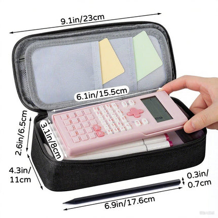 Pencil case - Highlighter case - Canvas pencil case 23x11x6.5 cm with zipper - Pencil case for boys and girls - School supplies - Black.