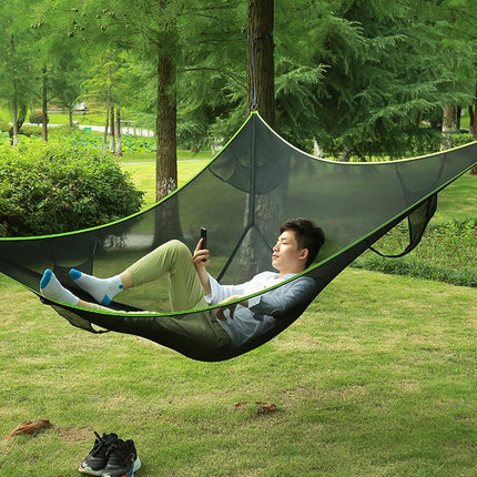 Portable triangular hammock for multiple people, outdoor camping aerial hammock, 3-point design for 2-3 people for travel, garden, camping, black, 400 x 400 x 400 cm.