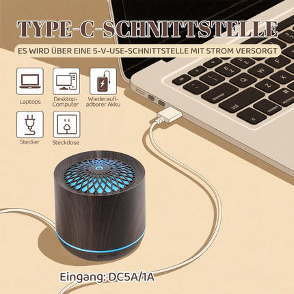 Humidifiers - Aromatherapy Humidifier - 300ml Diffuser - Air Humidifier - Room Humidifier - 7-Color LED - Light and Automatic Shut-Off - Essential Oil Diffuser for Home and Office (Dark).