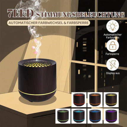 Humidifiers - Aromatherapy Humidifier - 300ml Diffuser - Air Humidifier - Room Humidifier - 7-Color LED - Light and Automatic Shut-Off - Essential Oil Diffuser for Home and Office (Dark).