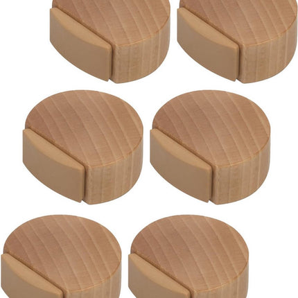 Round wooden doorstop, shockproof and anti-collision, set of 6, 4.5 x 4.2 x 1.6 cm, for floor and parquet, dark brown, 45 x 42 x 16 mm..
