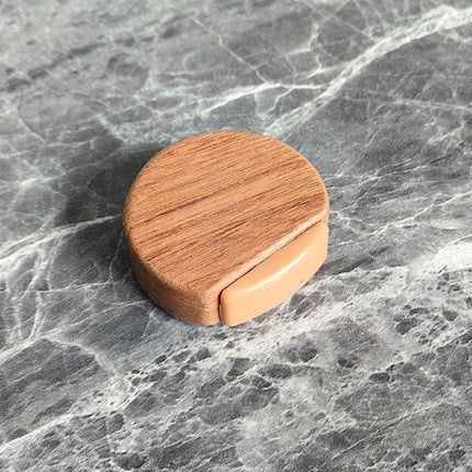 Round wooden doorstop, shockproof and anti-collision, set of 6, 4.5 x 4.2 x 1.6 cm, for floor and parquet, dark brown, 45 x 42 x 16 mm..