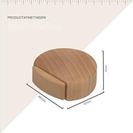 Round wooden doorstop, shockproof and anti-collision, set of 6, 4.5 x 4.2 x 1.6 cm, for floor and parquet, dark brown, 45 x 42 x 16 mm..