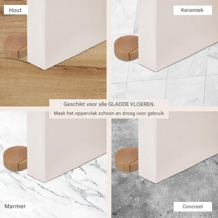 Round wooden doorstop, shockproof and anti-collision, set of 6, 4.5 x 4.2 x 1.6 cm, for floor and parquet, dark brown, 45 x 42 x 16 mm..