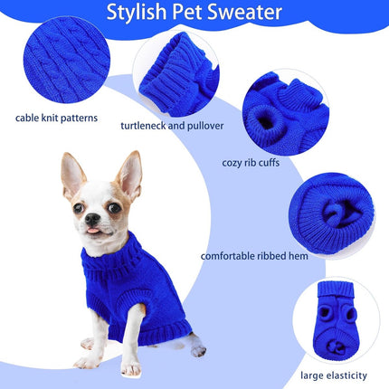 Dog Coat - Dog Sweater - Small Dog Sweater - Warm Dog Coat - Warm Puppy Sweater - Thick Knit Winter Sweater - Soft Roll Neck Sweater - Perfect for Small Dogs and Puppies - Christmas - Size L.