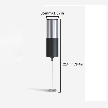 Electric milk frother - Manual milk frother - Mini milk mixer - With stand - No plug - Convenient for camping - Black.