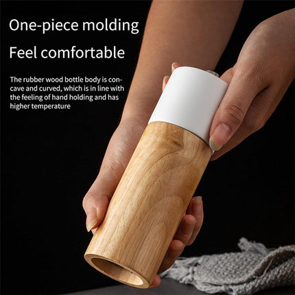 Wooden Salt and Pepper Mill - Premium Quality Salt and Spice Mill - Wooden Salt Mill with Adjustable Ceramic Core - Manual, Refillable Salt and Pepper Mill for Spices/Sea Salt/Chili/Pepper (White).