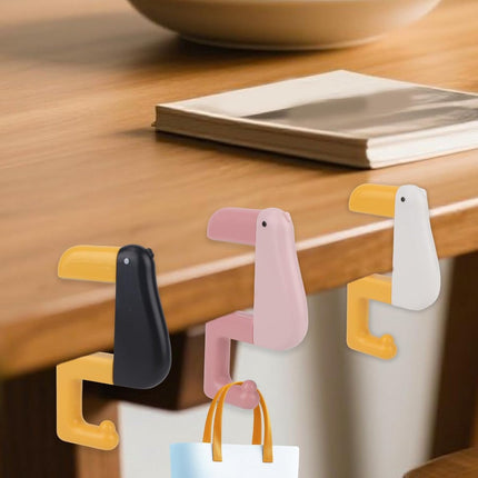 Table Hook - Desk Hook - Removable - Non-slip - Foldable - Desktop Installation - No Drilling Required - Suitable for Office, School, Office Organization, and Business Operations - 3 Pieces - Pink, White, Black.