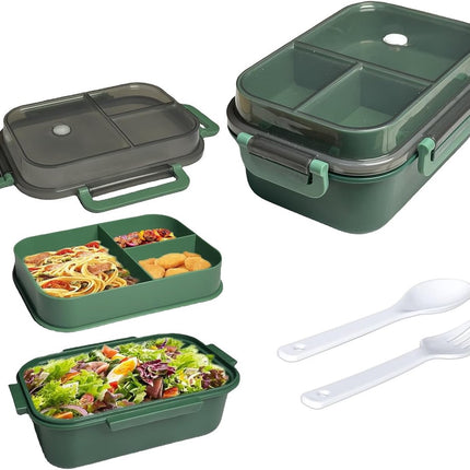 Lunch box - Adult lunch box - Salad lunch box - Compartmentalized lunch box - Integrated 2-layer lunch box - Leakproof lunch box - With cutlery - For work - School - Picnic (vegetables).