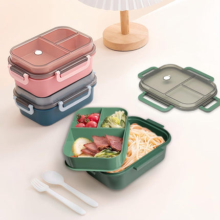 Lunch box - Adult lunch box - Salad lunch box - Compartmentalized lunch box - Integrated 2-layer lunch box - Leakproof lunch box - With cutlery - For work - School - Picnic (vegetables).