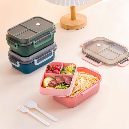 Lunch boxes - Lunch box - Children's lunch box - Adult lunch box - Lunch box compartment - 2-layer integrated lunch box - Leakproof lunch box - With cutlery - For work - School - Picnic - Pink.