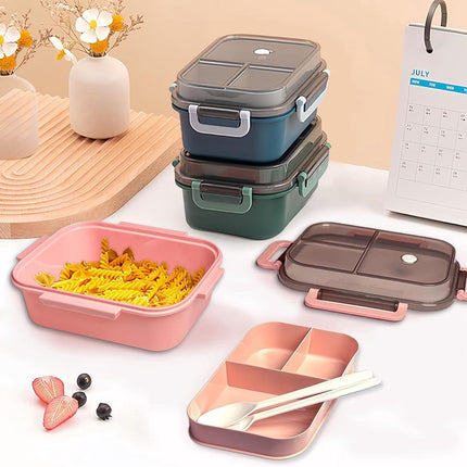 Lunch box - Lunch box for girls - Lunch box for adults - Lunch box with compartments - 2-layer integrated lunch box - Leakproof lunch box - With cutlery - For work - School - Picnic (blue).