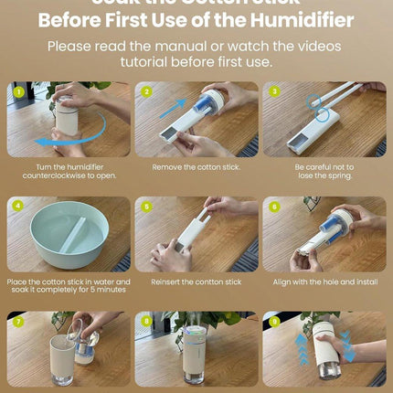 Humidifiers - Air humidifier - Bedroom humidifier - Mini desktop humidifier for travel, office, or children's room - Black.