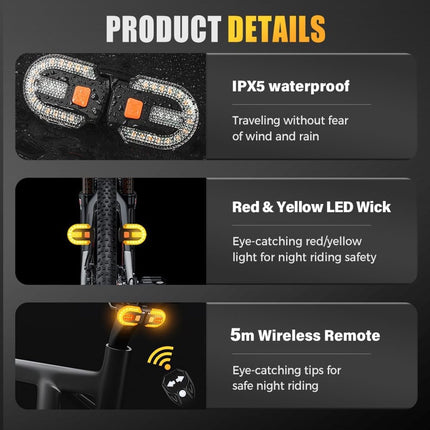 Bicycle light with alarm and rechargeable battery - Bicycle lamp - Bicycle alarm - Bicycle light - Bicycle alarm with remote control - Bicycle taillight - USB rechargeable - Waterproof - Alarm system - Bicycle taillight with alarm function - Black.