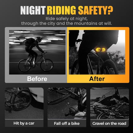 Bicycle light with alarm and rechargeable battery - Bicycle lamp - Bicycle alarm - Bicycle light - Bicycle alarm with remote control - Bicycle taillight - USB rechargeable - Waterproof - Alarm system - Bicycle taillight with alarm function - Black.