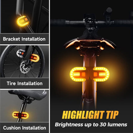 Bicycle light with alarm and rechargeable battery - Bicycle lamp - Bicycle alarm - Bicycle light - Bicycle alarm with remote control - Bicycle taillight - USB rechargeable - Waterproof - Alarm system - Bicycle taillight with alarm function - Black.