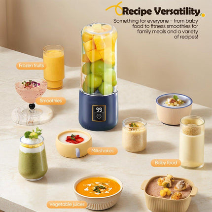 Portable Blender - Mini Blender - 12 Blades - Portable - On-the-Go Blender - Mini Juicer - Smoothie Maker - Perfect for Smoothies, Juices, and Baby Food - Dark Blue.