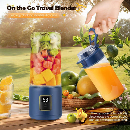 Portable Blender - Mini Blender - 12 Blades - Portable - On-the-Go Blender - Mini Juicer - Smoothie Maker - Perfect for Smoothies, Juices, and Baby Food - Dark Blue.