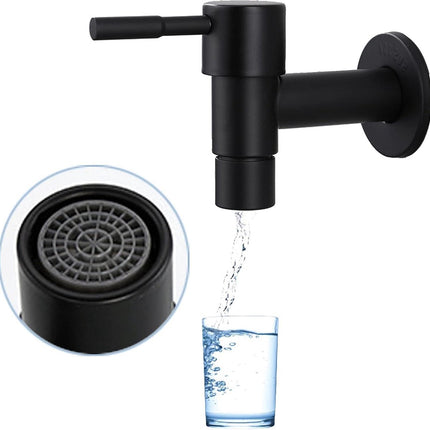 Single black stainless steel wall-mounted cold water kitchen faucet - Bathroom garden faucet - Sink faucet - Cold water bathroom faucet - Garden.