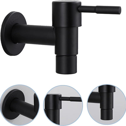 Single black stainless steel wall-mounted cold water kitchen faucet - Bathroom garden faucet - Sink faucet - Cold water bathroom faucet - Garden.