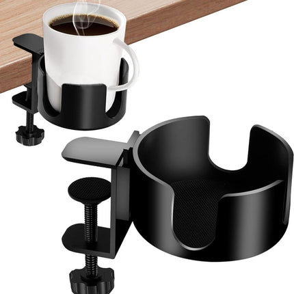 Adjustable and portable tabletop cup holder with clip - universal holder for bottles, coffee cups and water cups - 95 cm diameter, max. capacity 5 kg.