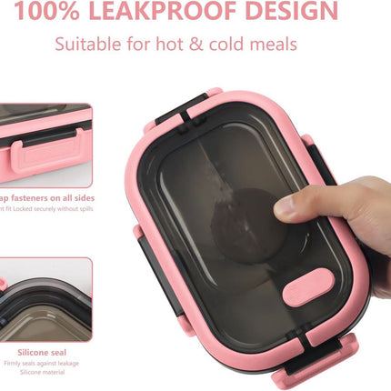 Lunch boxes - Lunch boxes - Adult lunch boxes - Children's lunch boxes - Lunch box with compartments and cutlery - Airtight - 1200 ml - Microwave safe - Ideal for salads - For children and adults - Picnic (pink).