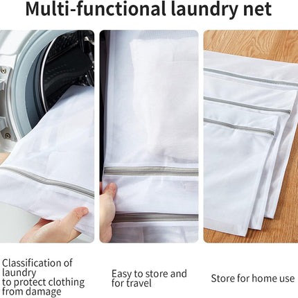 Set of 3 Laundry Bags - Net Clothes - Groot Laundry Nets - Large, Strong Bags - For Delicate Clothes - Perfect for Washing Machines - Jackets - Jeans - 50 x 60 cm - Household Accessory.