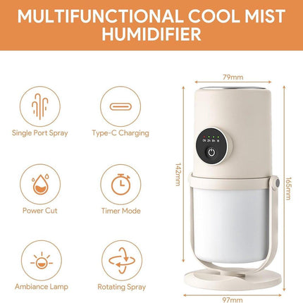 Humidifiers - Bedroom Humidifier - Cool Mist Humidifier - 280ml USB Desktop Humidifier with Night Light for Bedroom - Quiet Operation - Automatic Shut-Off - Timer.