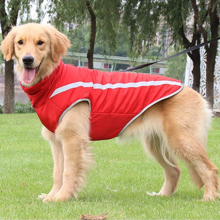 Dog Coat - Waterproof and Warm for Winter - Warm Dog Jacket - Windproof Fleece for Puppies - Reflective Outerwear - Cold Weather Vest - Perfect for Small, Medium, and Large Dogs - Red - Size 4XL.