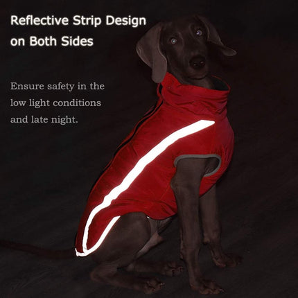 Dog Coat - Waterproof and Warm for Winter - Warm Dog Jacket - Windproof Fleece for Puppies - Reflective Outerwear - Cold Weather Vest - Perfect for Small, Medium, and Large Dogs - Red - Size 4XL.