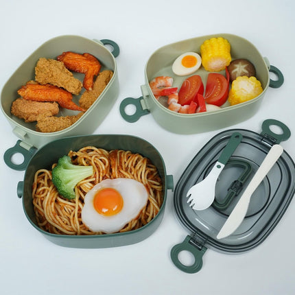Lunch Box - Bento Box with Cutlery - 3-Layer 2000ml Lunch Box - Insulated Lunch Box for Adults and Children, Picnics, Work, School - Vegetables.