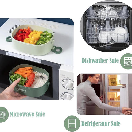 Lunch Box - Bento Box with Cutlery - 3-Layer 2000ml Lunch Box - Insulated Lunch Box for Adults and Children, Picnics, Work, School - Vegetables.
