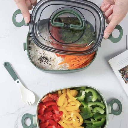 Lunch Box - Bento Box with Cutlery - 3-Layer 2000ml Lunch Box - Insulated Lunch Box for Adults and Children, Picnics, Work, School - Vegetables.