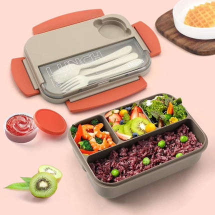 Lunch boxes - Lunch box - Adult lunch box - Children's lunch box - 1300 ml stackable for adults - Leakproof container with compartments - 4-in-1 lunch box, gravy boat and cutlery - Microwave and dishwasher safe (beige).
