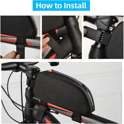 Waterproof bicycle bag for front frame, bicycle bag for top tube, suitable for road bikes, mountain bikes, outdoor cycling, travel and hiking.