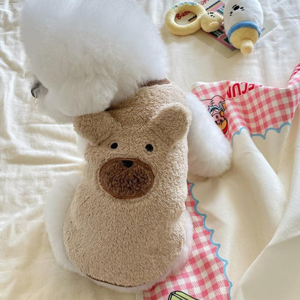 Dog Sweater - Dog Coat - Warm Winter Sweater - Warm Dog Coat - Bear Puppy - Plush Coat - Warm Clothing - Perfect for Small Dogs - Medium Dogs - Dog - Coffee - Beige - Size M.
