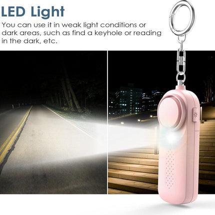 Personal alarm - 130 dB - Security siren - Self-defense siren - With LED light-up keychain - For children, women, students and seniors (pink).