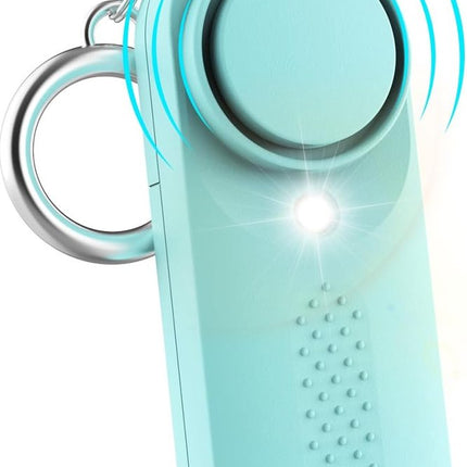Personal Alarm - 130 dB - Security Siren - Self-Defense Siren - With LED Light-Up Keyring - For Children, Women, Students and Seniors (Blue).