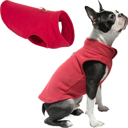 Dog Coat - Fleece Dog Vest - Winter Dog Sweater - Warm Dog Coat - Leash with O-Ring - Perfect for Small and Medium Dogs - Red - Size S.